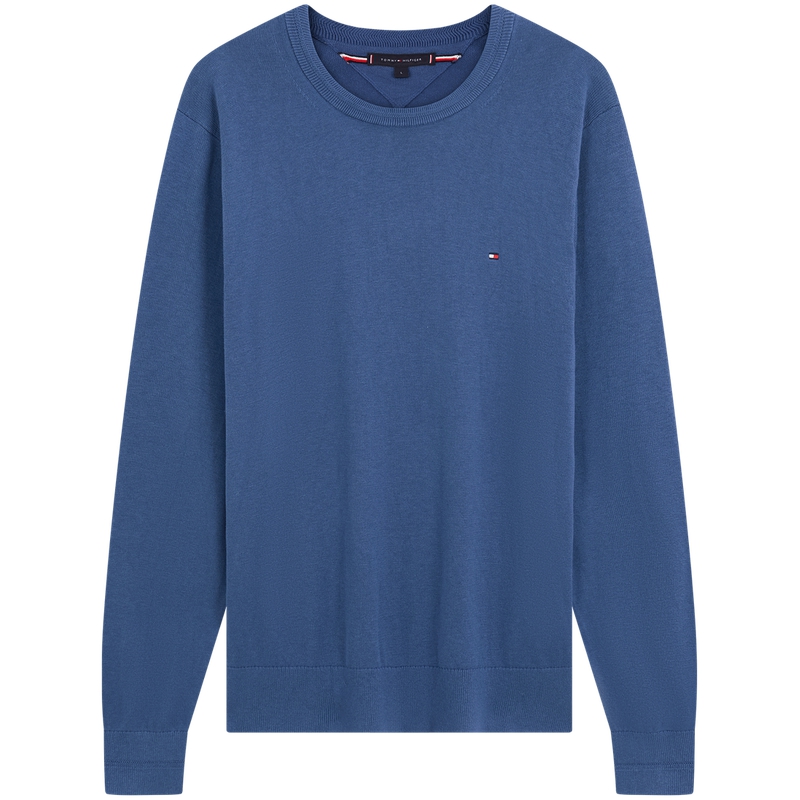 

Свитер с вышитым логотипом и круглым вырезом Tommy Hilfiger, синий