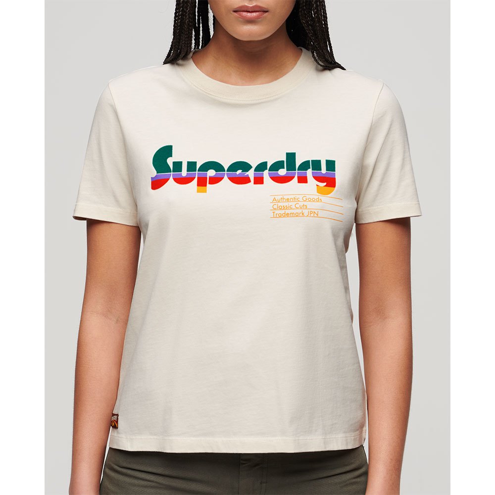 

Футболка Superdry Retro Flock Relaxed, бежевый