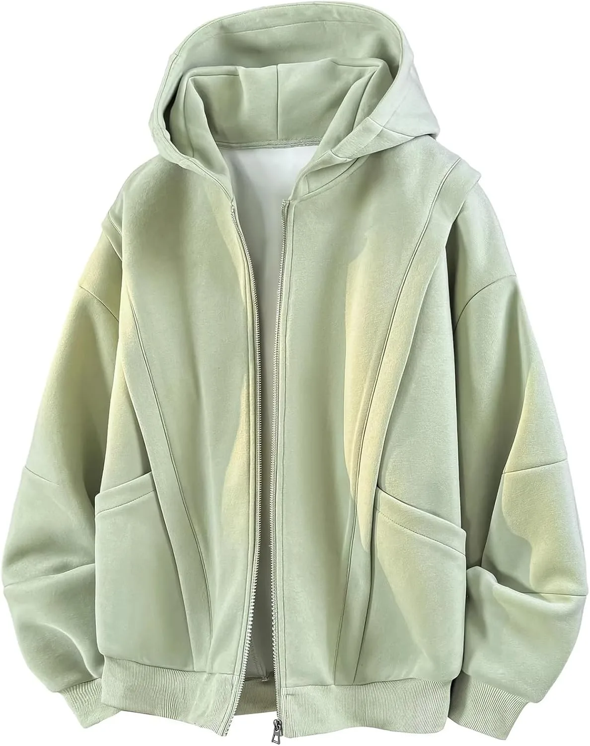 

Осенний Casual Zip Up Hoodie, свободный мужской свитшот с карманами и резинками FGQuelleBM