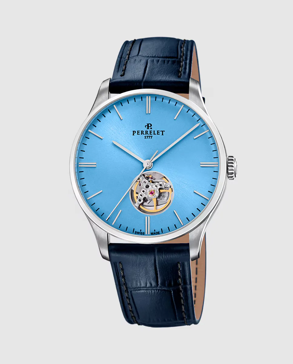 

A1302/A Мужские часы Weekend Ice Blue из синей кожи Perrelet, синий