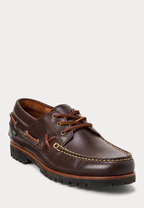 Кожаные лодочные туфли ranger Polo Ralph Lauren, Dark Brown — фото 2
