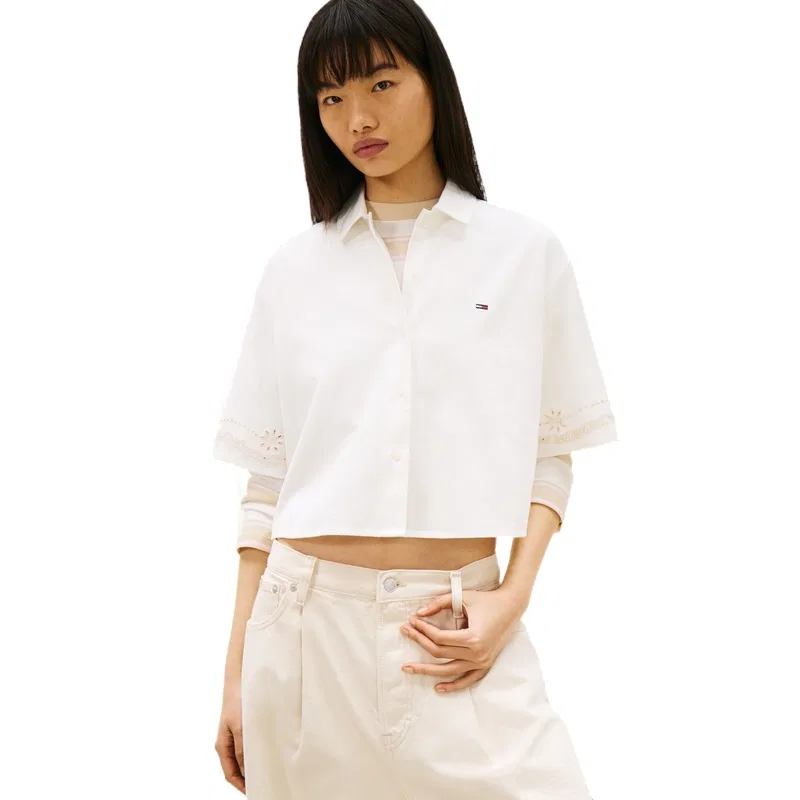Рубашка женская ecru YBH Lapel Moderate Shirt Tommy Hilfiger — фото 4