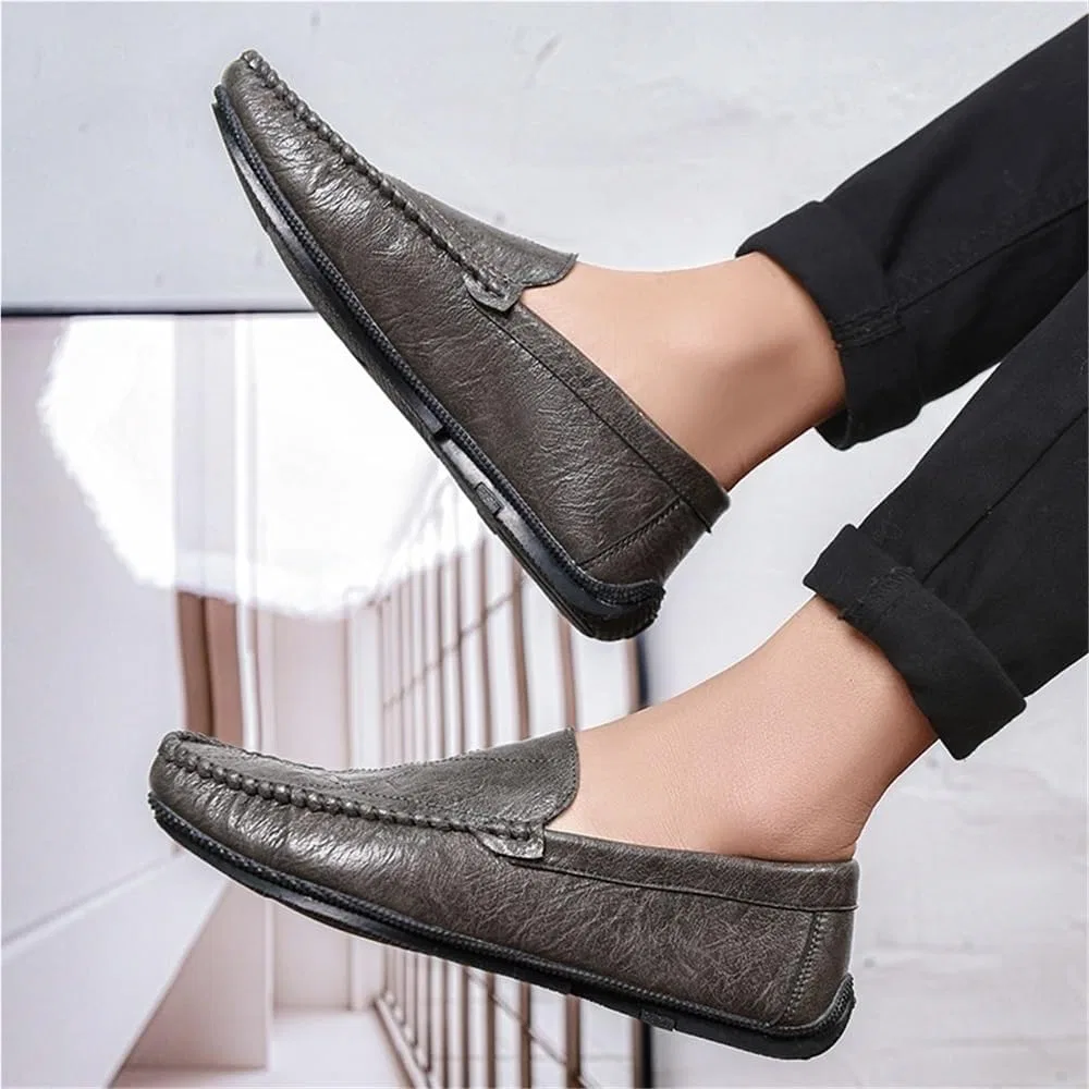 Лоферы кожаные Mens Vegan Leather Loafers Slip On Driving Shoes, серый DHFIRUFSHLO — фото 2