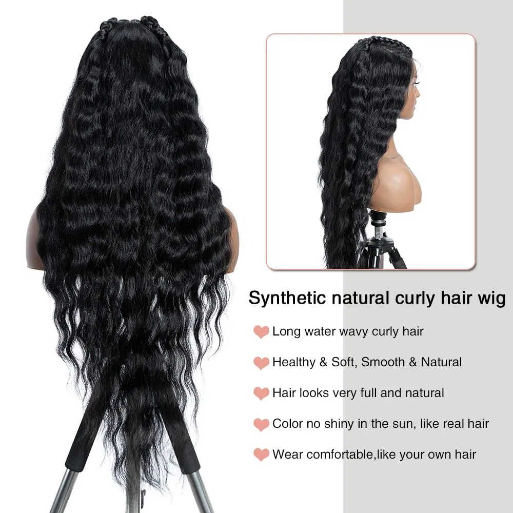 Длинный синтетический парик «Lace Front Curly» от FASHION IDOL Fashion Idol, Natural Black — фото 4