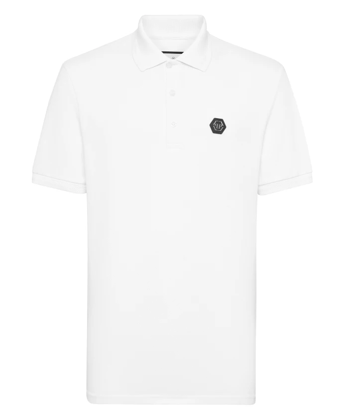 

Рубашка-Поло из пике, готический стиль, плейн Philipp Plein, белый