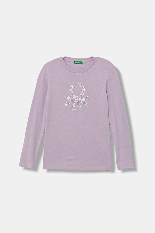 

Детская хлопковая кофта с длинным рукавом United Colors Of Benetton, фиолетовый