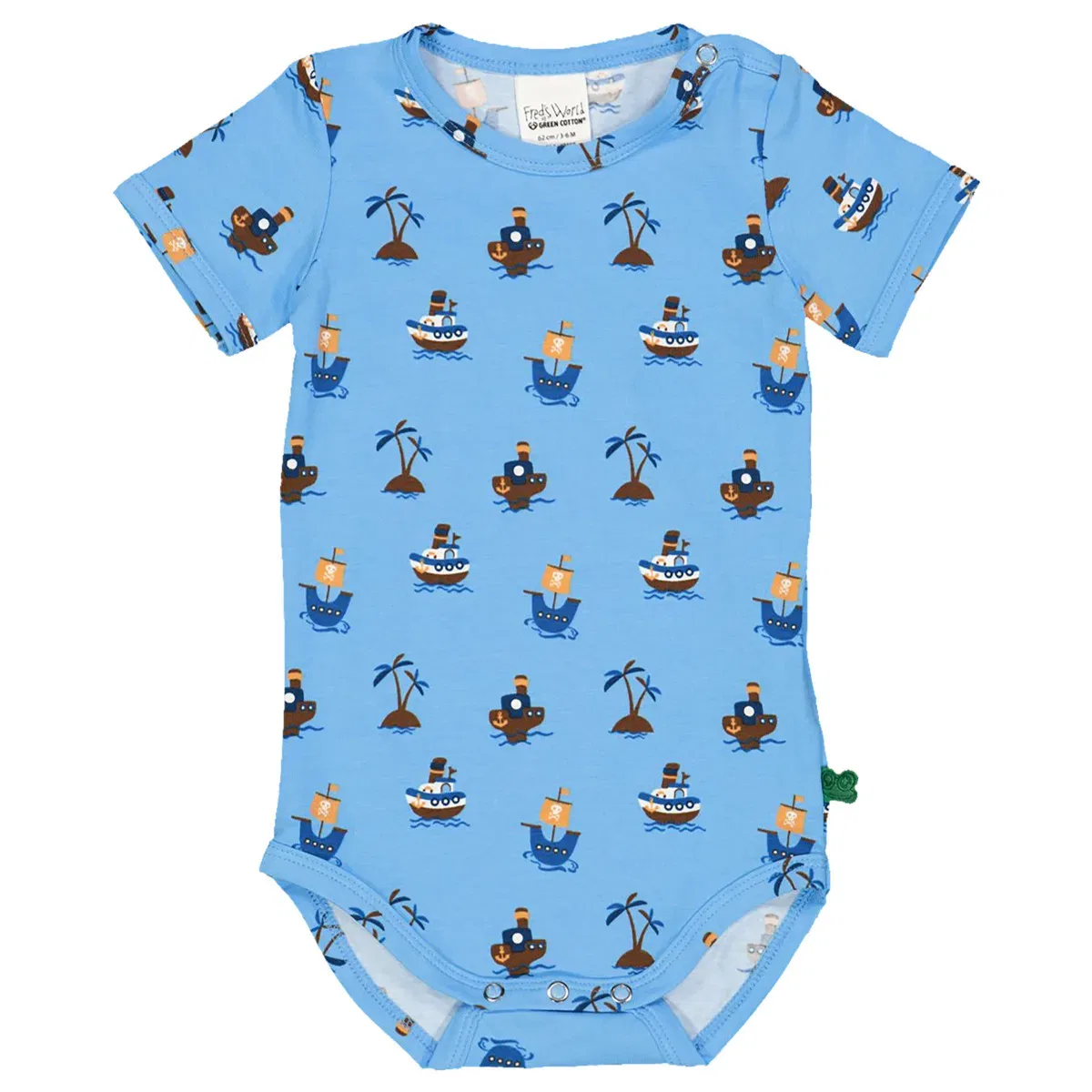 Боди с коротким рукавом с пиратским принтом Fred´s World by GREEN COTTON, синий