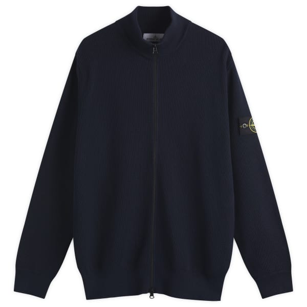 

Кардиган из хлопка в рубчик на молнии Stone Island, синий