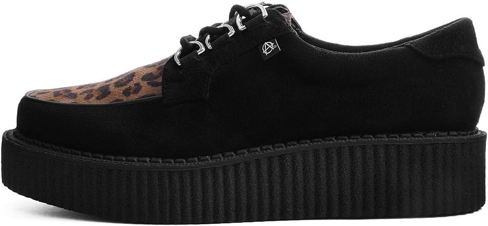Кроссовки T.U.K. Faux Suede Creeper для женщин и мужчин, 3-шнуровые туфли с переплетением, Классический круглый носок и подошва, Комфорт для повседневной носки, Leopard — фото 3