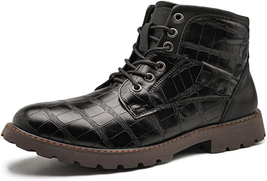 

Мужские ретро-мотоциклетные ботинки Lanverth с боковой молнией и шнуровкой, нескользящие, осенние, повседневные, ботильоны, черный