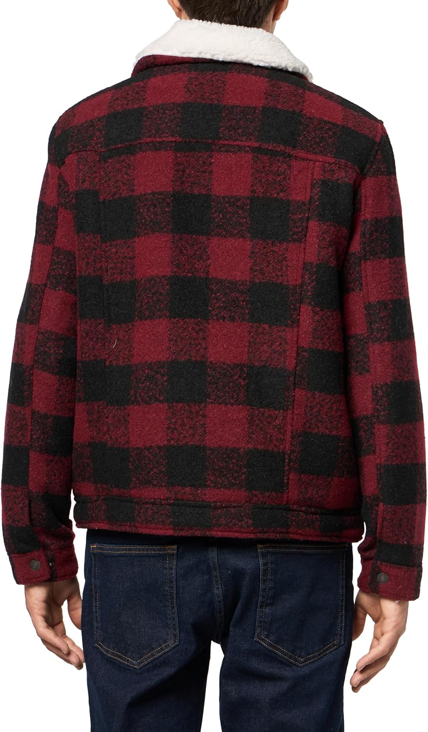 Мужские шерстяные клетчатые куртки Levi's с подкладкой из шерпы, Red/Black — фото 2