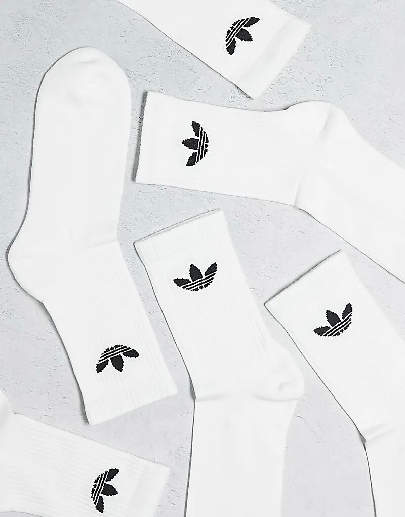 Носки Adidas Originals Trefoil, 3 пары, белые — фото 4