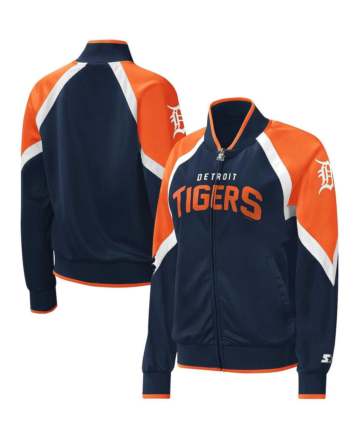 

Женская темно-синяя спортивная куртка с молнией во всю длину и реглан Detroit Tigers Touchdown Starter, темно-синий