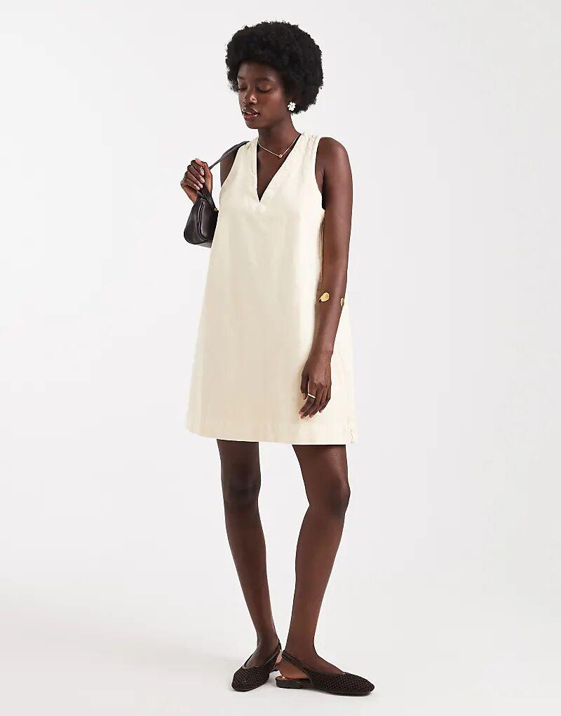 

Платье-трапеция из денима ASOS DESIGN с V-образным вырезом цвета пахты