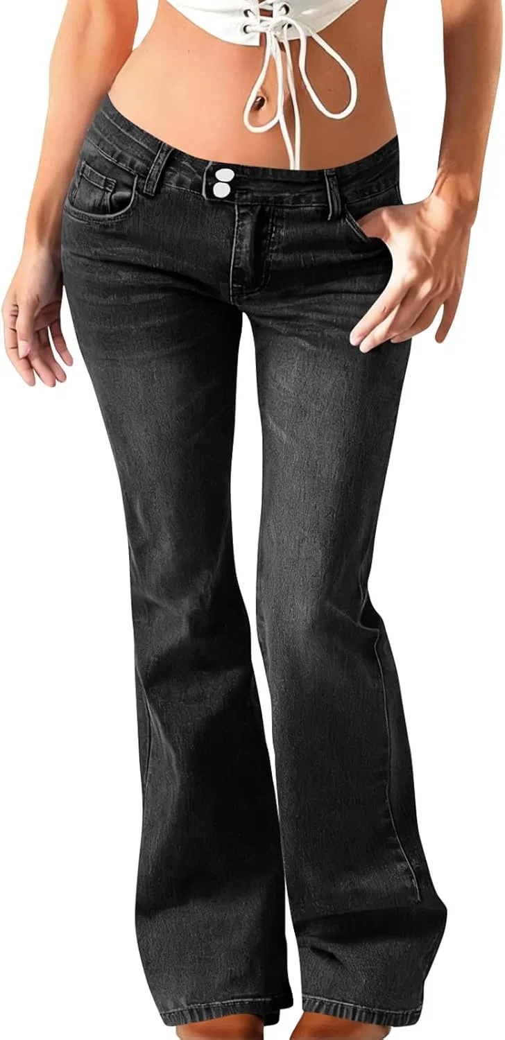 Джинсы клеш женские, мягкие, черные