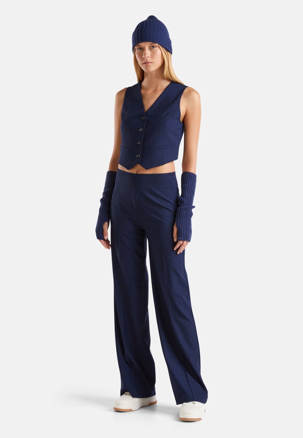 

Брюки FLOWY HIGH-WAISTED United Colors of Benetton, синий