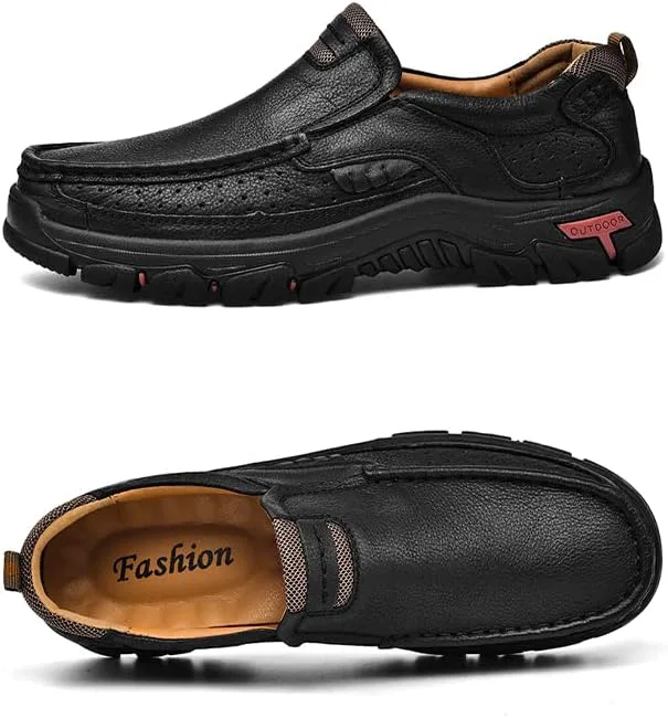 

Мужские кожаные мокасины слипоны классические повседневные уличные туфли для ходьбы Mecolop, черный