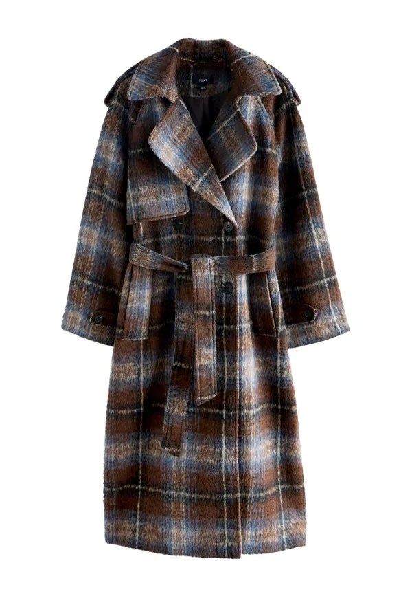 Тренчкот в клетку стандартного кроя Next, Chocolate Brown Check