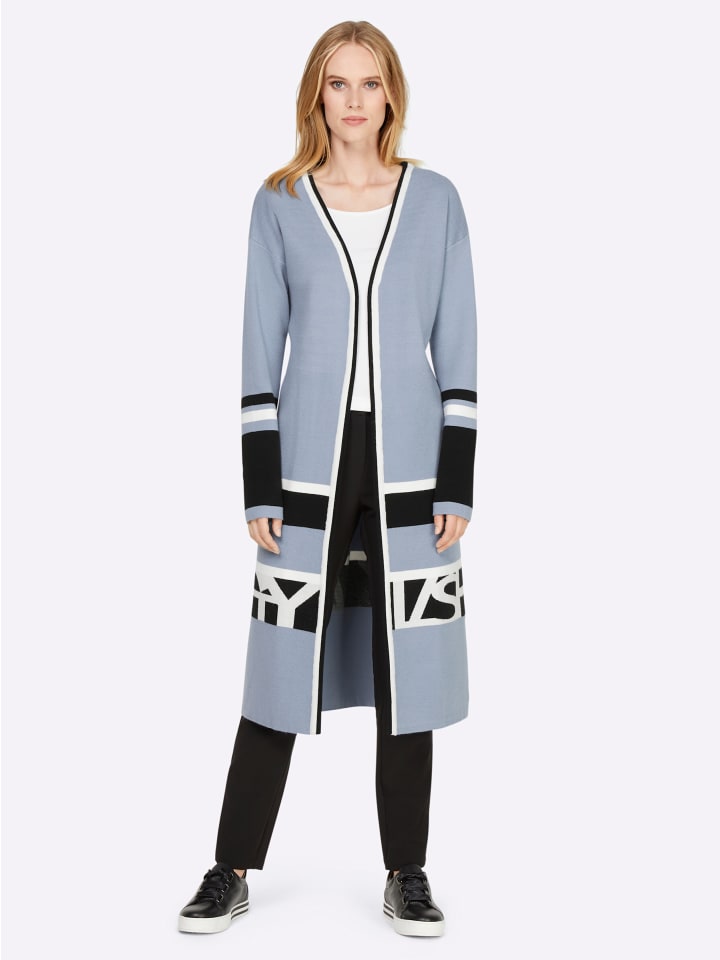 

вязаное пальто в сине-черный узор Heine