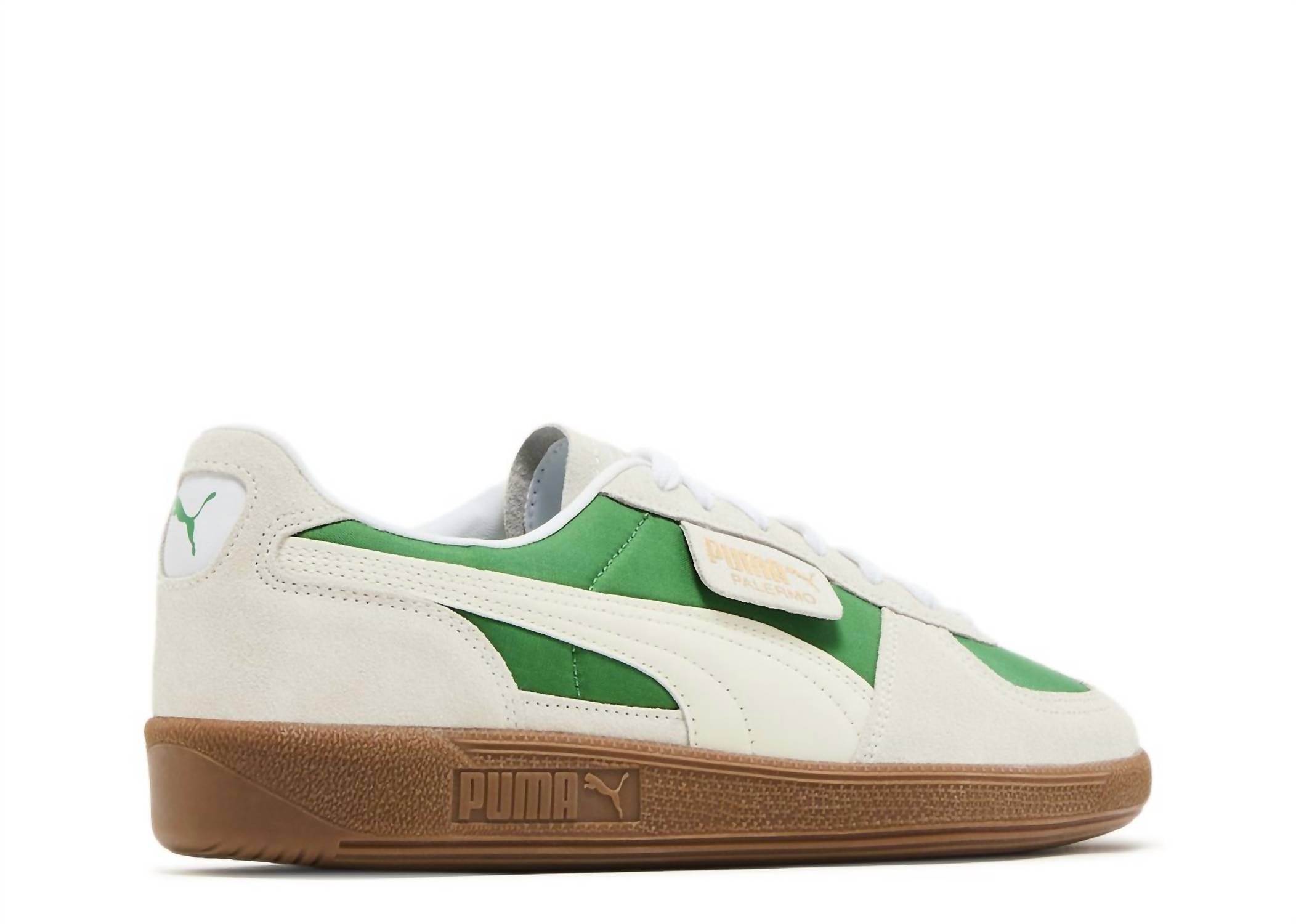 Мужские кеды Palermo в зеленом и теплом белом цвете (коричневая подошва) Puma — фото 2