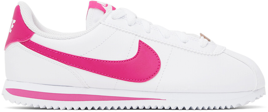 

Детские белые кроссовки Cortez Basic SL Big Kids Nike, цвет White/Pink prime