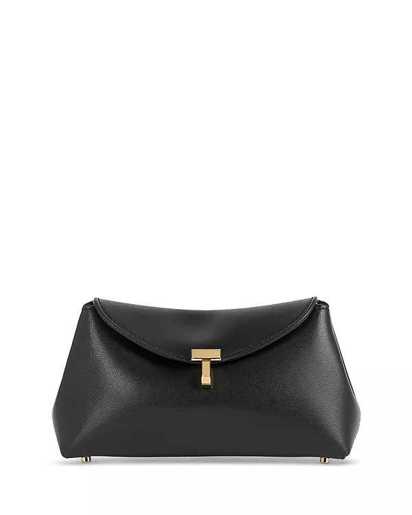 

Миниатюрный кожаный клатч с замком T-lock Toteme, черный