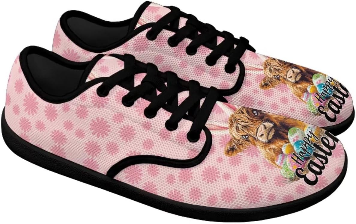 

Кроссовки Binienty с широкой посадкой для женщин и мужчин, противоскользящие, для бега, ходьбы и походов, низкие, с шнуровкой, спортивные теннисные, Easter Highland Cow