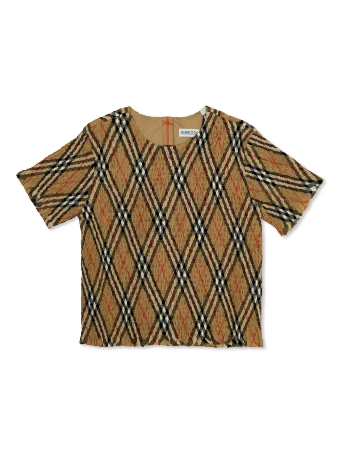 

Футболка Burberry Kids с клетчатым принтом и сборками, коричневый