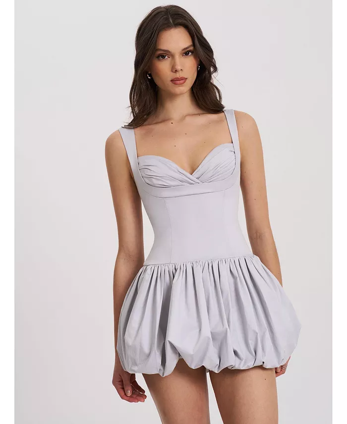 

Женское серое мини-платье Zada ​​с плиссированной грудью и подолом-пузырьком Miss Circle, серый