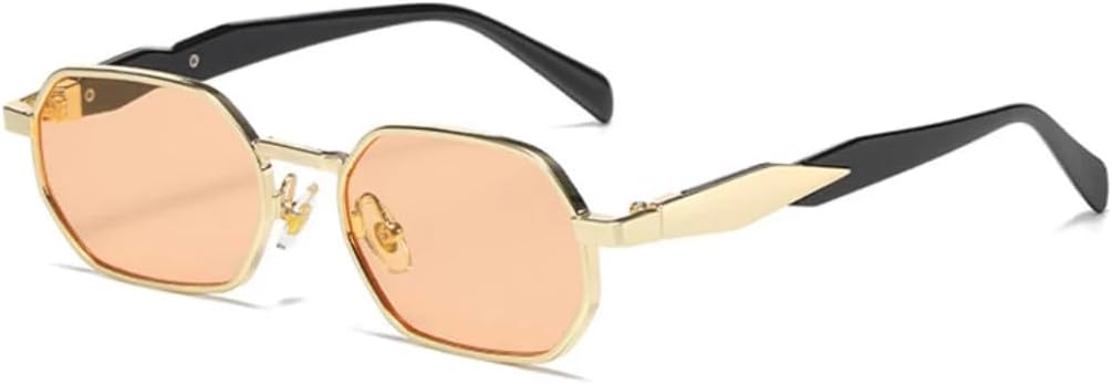 

Солнцезащитные очки с защитой от УФ-излучения UV400 | Овальные прозрачные линзы, легкая оправа | Для женщин и мужчин | Для занятий спортом на открытом воздухе и вождения DSVIGF, Gold-orange