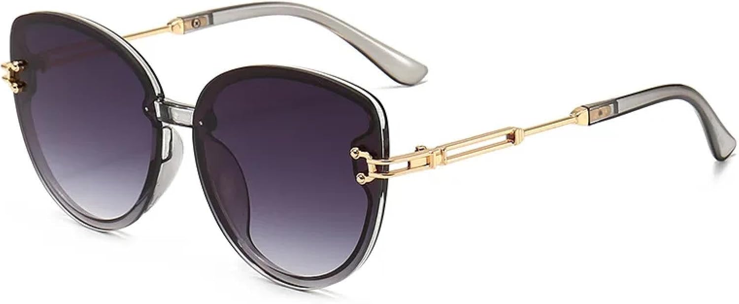 

Солнцезащитные очки с защитой UV400 | Металлическая оправа «кошачий глаз», градиентный синий цвет | для женщин и мужчин, для занятий спортом на открытом воздухе и вождения DSVIGF, Grey Gradientgrey