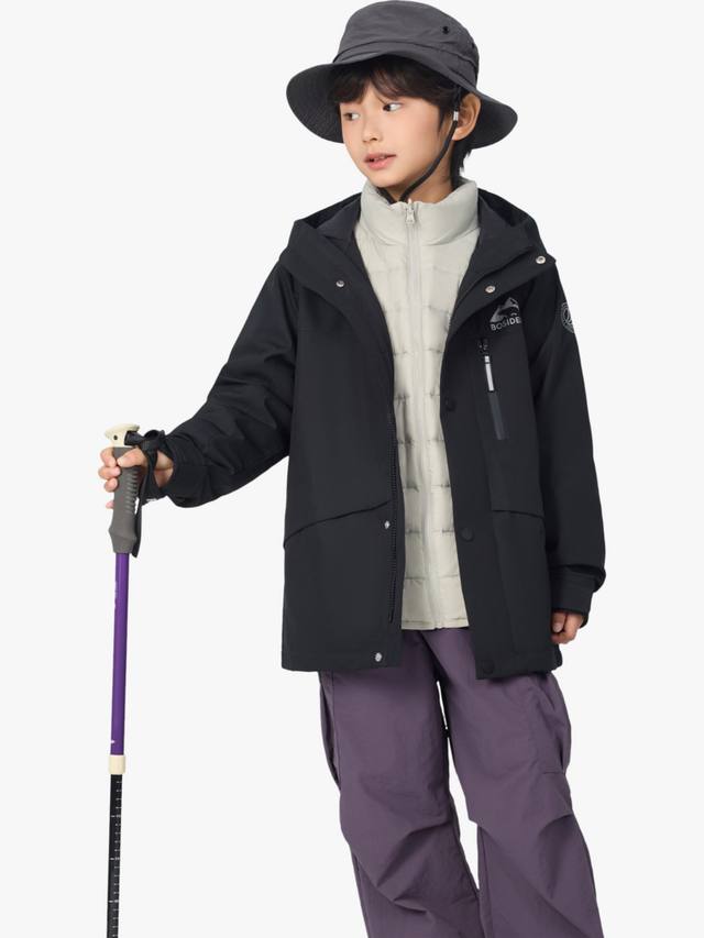 

Детская 3-в-1 утепленная куртка с капюшоном для любой погоды Bosideng, Black