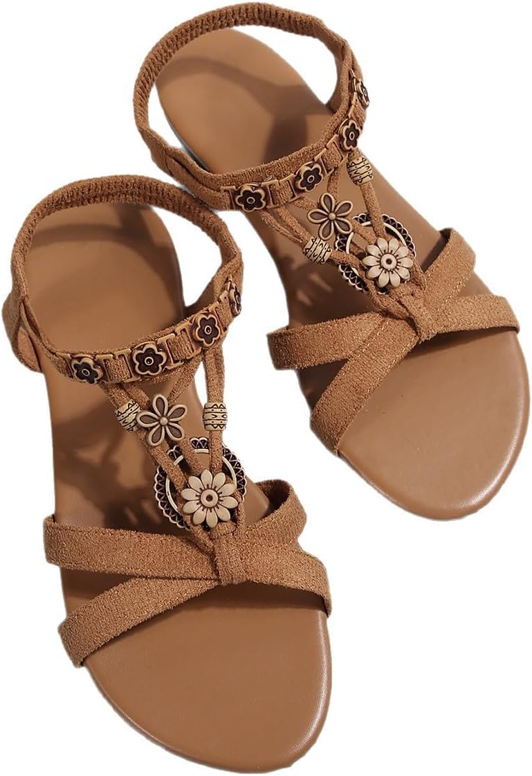 

Женские модные летние сандалии LokoLucx, большие размеры, с ремешками в богемном стиле, плоские сандалии для пляжного отдыха, универсальная повседневная обувь для женщин и девушек, темно-коричневый