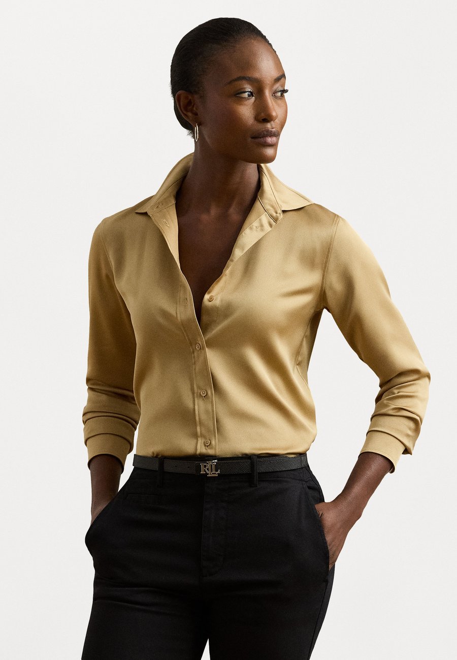 

Блуза Lauren Ralph Lauren CLASSIC FIT SATIN CHARMEUSE SHIRT, Camel
