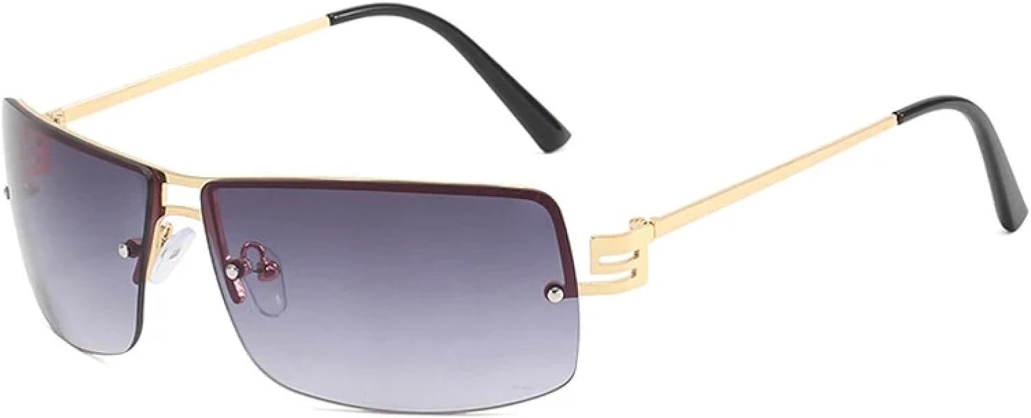 

Солнцезащитные очки без оправы в стиле панк, популярные женские и мужские, металлические солнцезащитные очки для женщин и мужчин, летние, для путешествий, защита от УФ-излучения UV400 TKKTLLT, Gold Gradient Gray