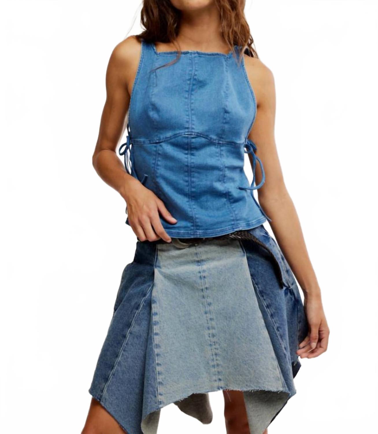 

Корсет «Не моя вина» из денима нежно-голубого цвета Free People, Denim Baby Blue