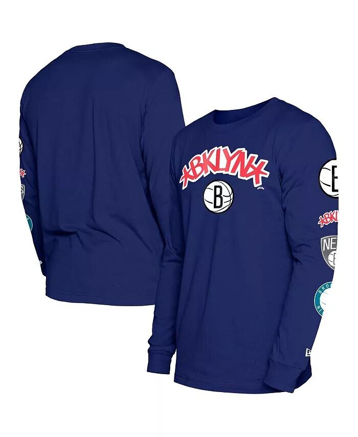 

Мужская синяя футболка Brooklyn Nets 2023/24 City Edition с длинным рукавом New Era