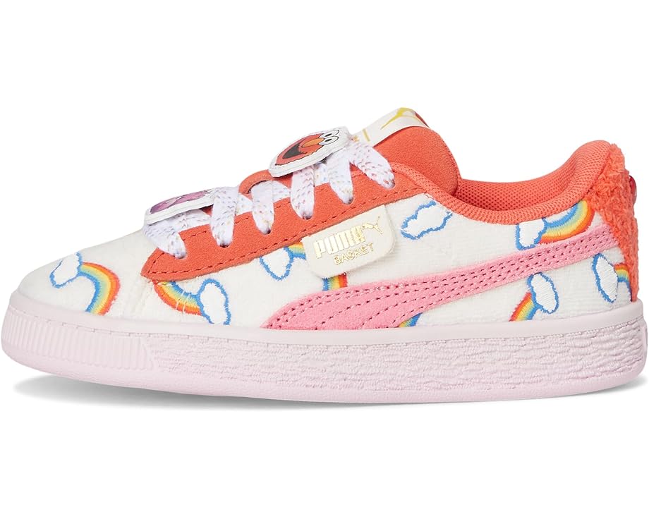 Детские кроссовки Puma Basket Care Bears x Sesame Street (Little Kid) PUMA Kids, Frosted Ivory/Red Glamour/Pearl Pink — фото 4