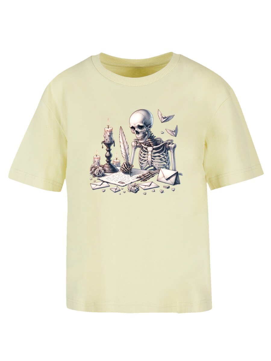 

Футболка F4NT4STIC Skelett Liebesbrief Valentinstag, Light yellow