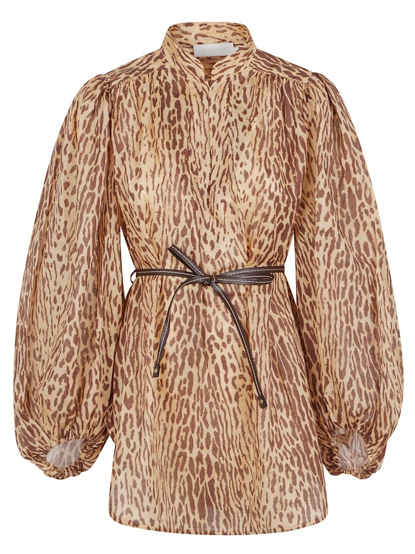 

Светло-коричневая туника Cascadian с леопардовым принтом Zimmermann