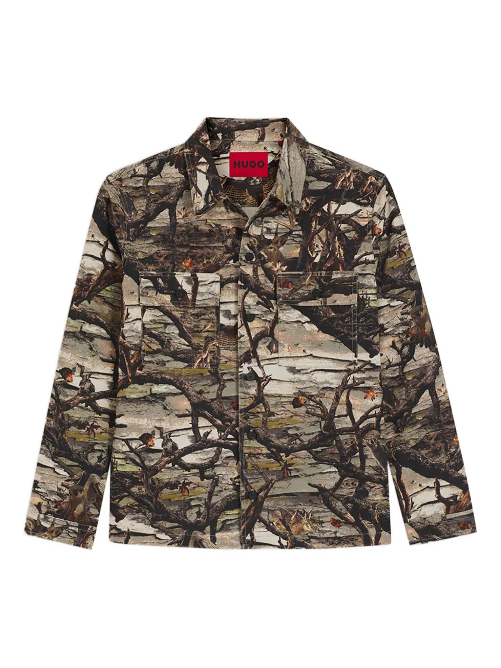 

Куртка с узором на пуговицах Hugo, коричневый