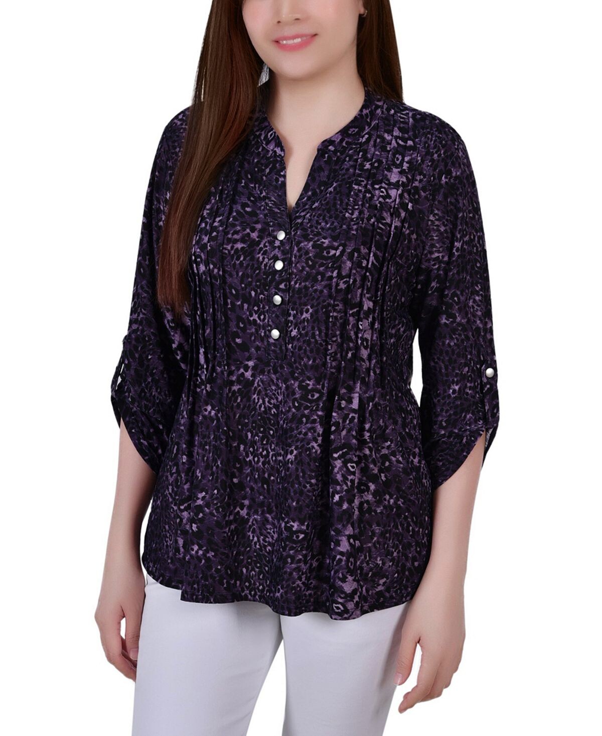 

Топ Petite с защипами и язычком на рукавах NY Collection