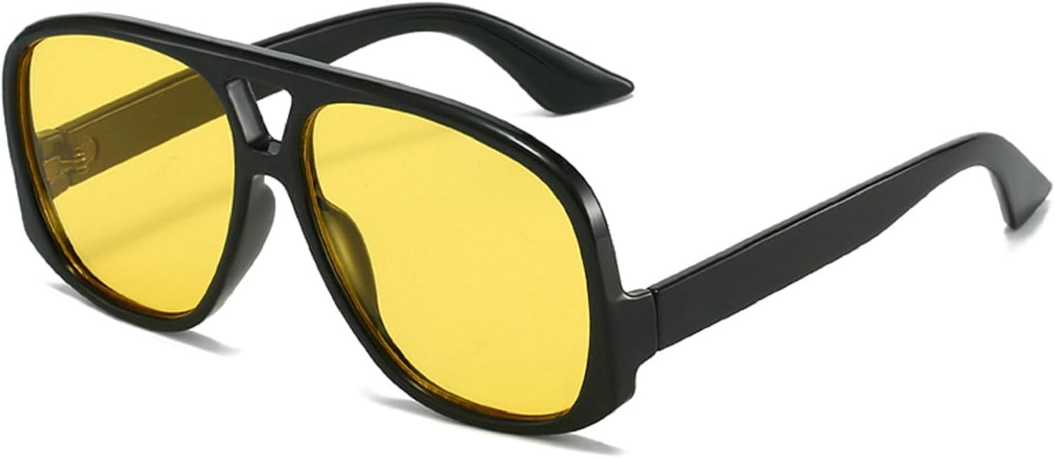 

Женские солнцезащитные очки-пилот с двойной перемычкой большого размера, модные градиентные очки с защитой от УФ-излучения UV400. Мужские солнцезащитные очки в трендовом зелено-розовом цвете Melrose, Yellow