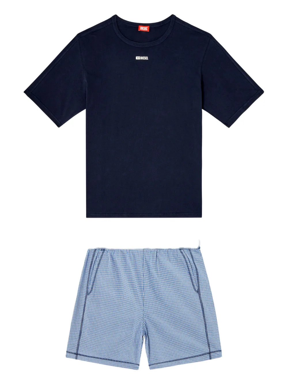 

Пижамный комплект в клетку с логотипом Diesel, синий