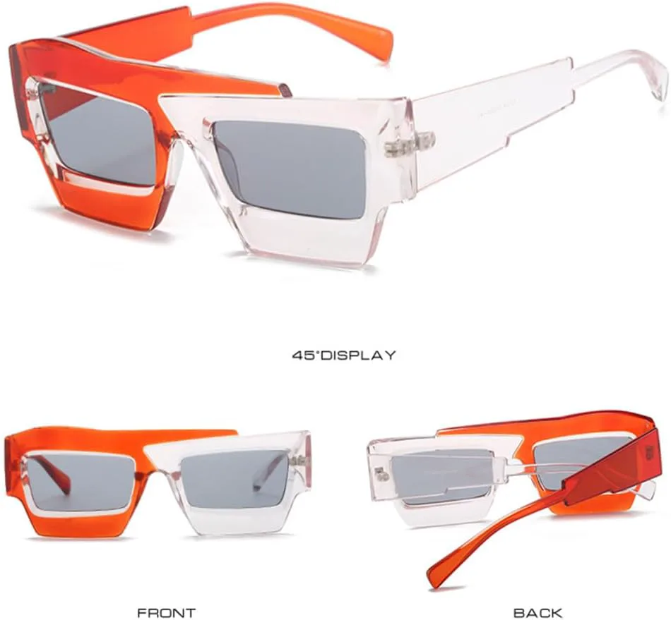 

Новые солнцезащитные очки неправильной квадратной формы 2025 года для женщин и мужчин, двухцветные, в стиле ретро-панк, с защитой от УФ-излучения UV400 WQFFQWK, C4