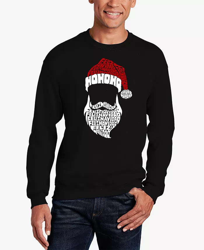 

Мужской свитшот с круглым вырезом Feliz Navidad Santa Claus Word Art La Pop Art, черный