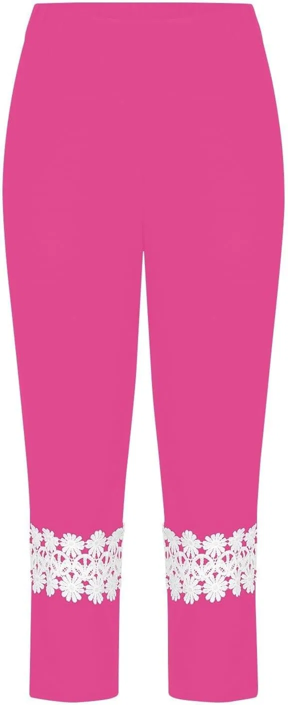 Детские капри для йоги, леггинсы с кружевными бантами Hot Pink-b — фото 4
