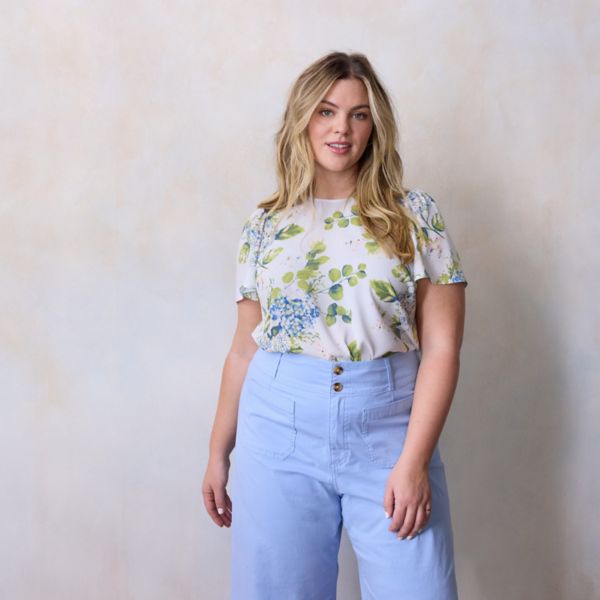 

Топ из ткани с рукавами-крылышками больших размеров Lc Lauren Conrad, цвет sky cape blooms