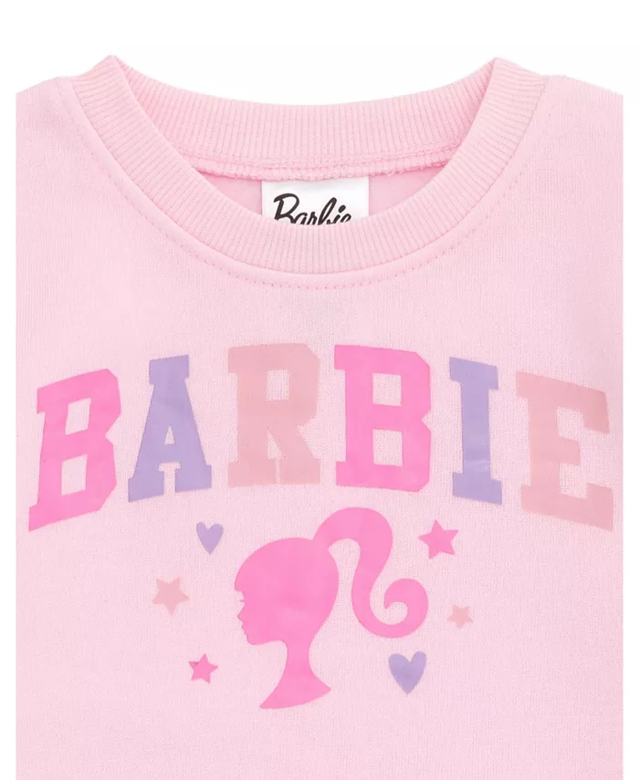 Детская флисовая толстовка с искусственным мехом на рукавах Barbie, розовый — фото 3