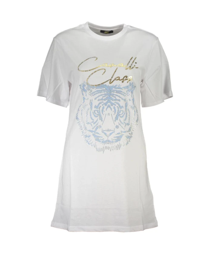 

Белая хлопковая женская футболка Cavalli Class, белый